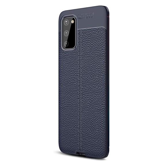 Microsonic Samsung Galaxy S20 FE Kılıf Deri Dokulu Silikon Lacivert 2