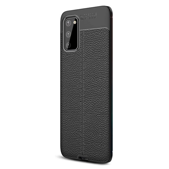 Microsonic Samsung Galaxy S20 FE Kılıf Deri Dokulu Silikon Siyah 2