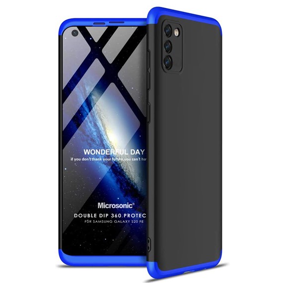 Microsonic Samsung Galaxy S20 FE Kılıf Double Dip 360 Protective Siyah Mavi 1