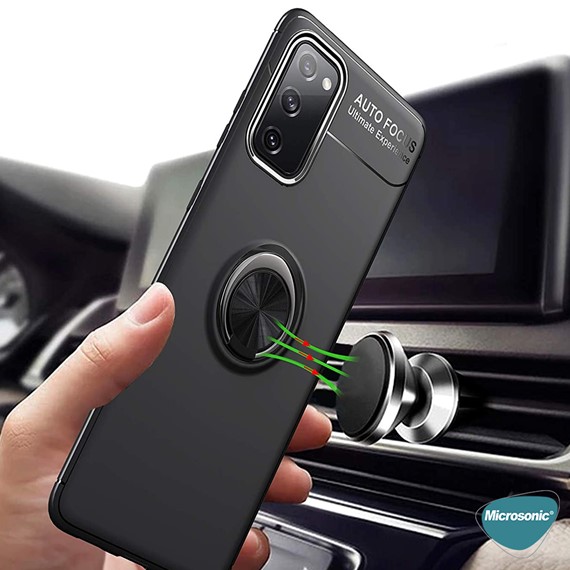 Microsonic Samsung Galaxy S20 FE Kılıf Kickstand Ring Holder Siyah 5