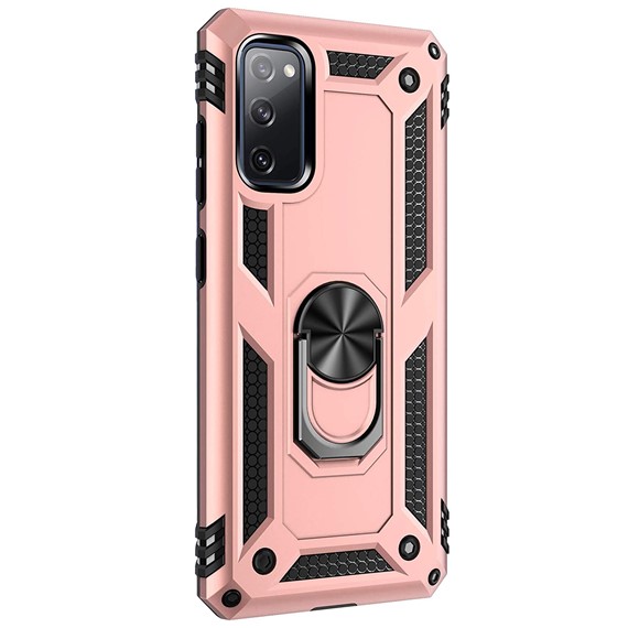Microsonic Samsung Galaxy S20 FE Kılıf Military Ring Holder Rose Gold 2