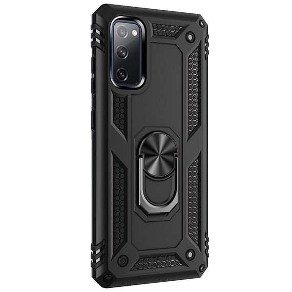 Microsonic Samsung Galaxy S20 FE Kılıf Military Ring Holder Siyah 2