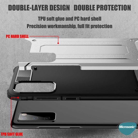 Microsonic Samsung Galaxy S20 FE Kılıf Rugged Armor Gümüş 4