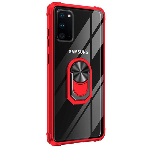 Microsonic Samsung Galaxy S20 Kılıf Grande Clear Ring Holder Kırmızı 2