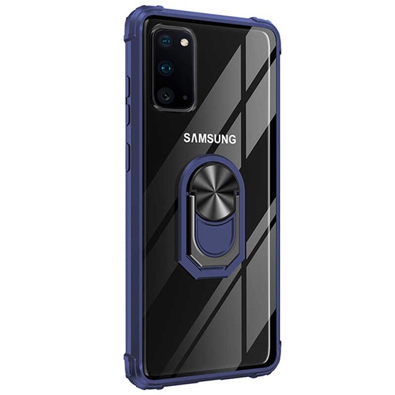 Microsonic Samsung Galaxy S20 Kılıf Grande Clear Ring Holder Lacivert 2