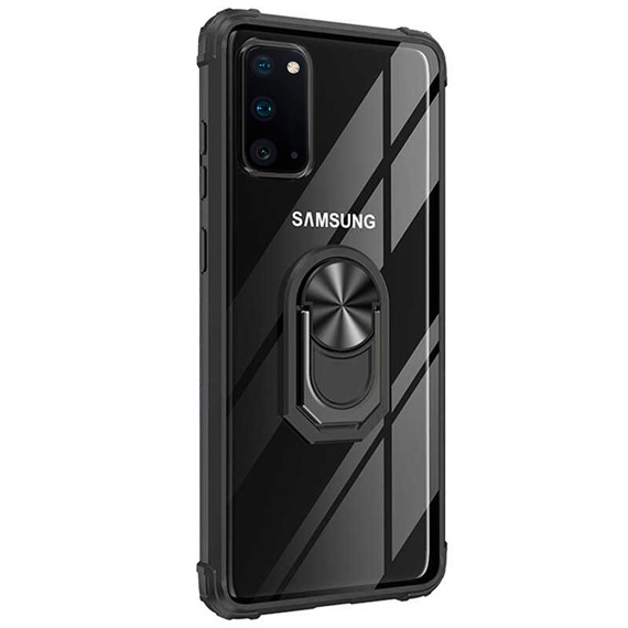 Microsonic Samsung Galaxy S20 Kılıf Grande Clear Ring Holder Siyah 2