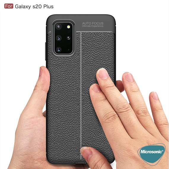 Microsonic Samsung Galaxy S20 Plus Kılıf Deri Dokulu Silikon Kırmızı 5