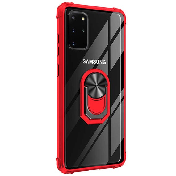 Microsonic Samsung Galaxy S20 Plus Kılıf Grande Clear Ring Holder Kırmızı 2