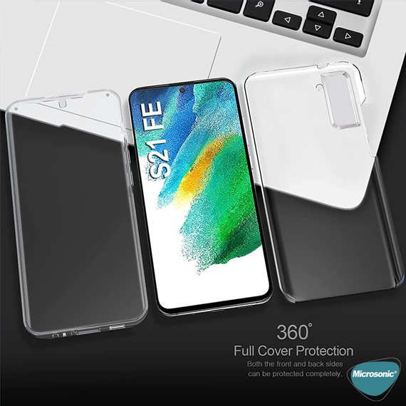 Microsonic Samsung Galaxy S21 FE Kılıf 6 Tarafı Tam Full Koruma 360 Clear Soft Şeffaf 2