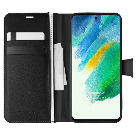 Microsonic Samsung Galaxy S21 FE Kılıf Delux Leather Wallet Siyah 1