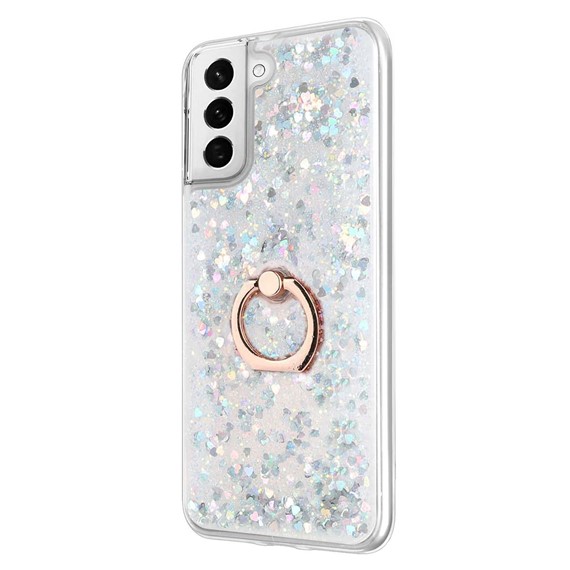 Microsonic Samsung Galaxy S21 FE Kılıf Glitter Liquid Holder Gümüş 2