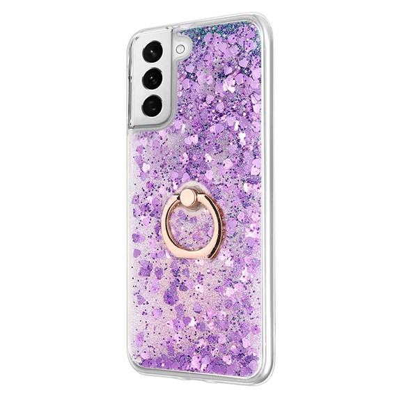 Microsonic Samsung Galaxy S21 FE Kılıf Glitter Liquid Holder Mor 2