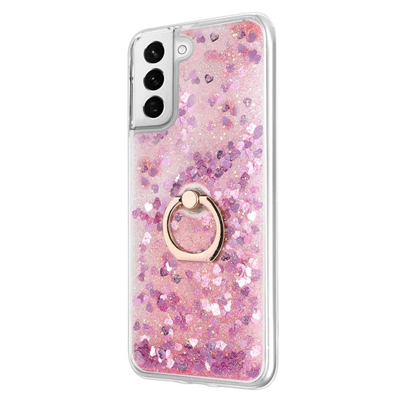 Microsonic Samsung Galaxy S21 FE Kılıf Glitter Liquid Holder Pembe 2