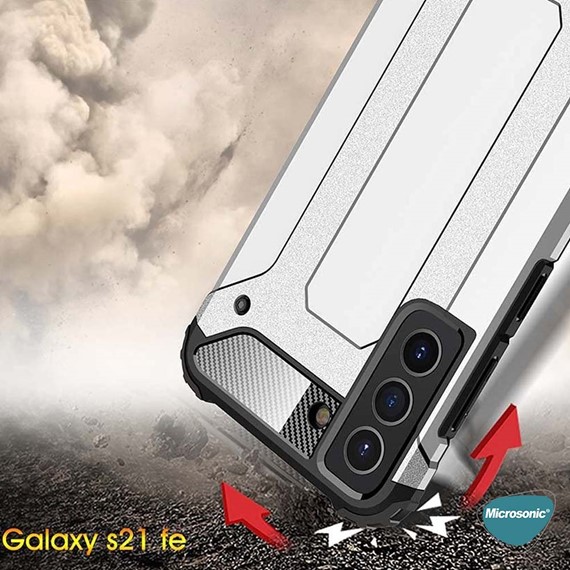 Microsonic Samsung Galaxy S21 FE Kılıf Rugged Armor Mavi 3