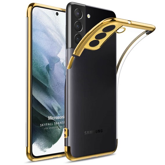 Microsonic Samsung Galaxy S21 Plus Kılıf Skyfall Transparent Clear Gold 1