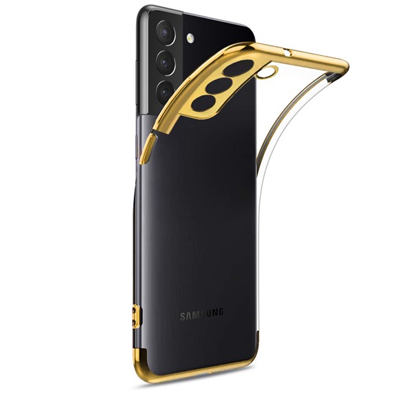 Microsonic Samsung Galaxy S21 Kılıf Skyfall Transparent Clear Gold 2