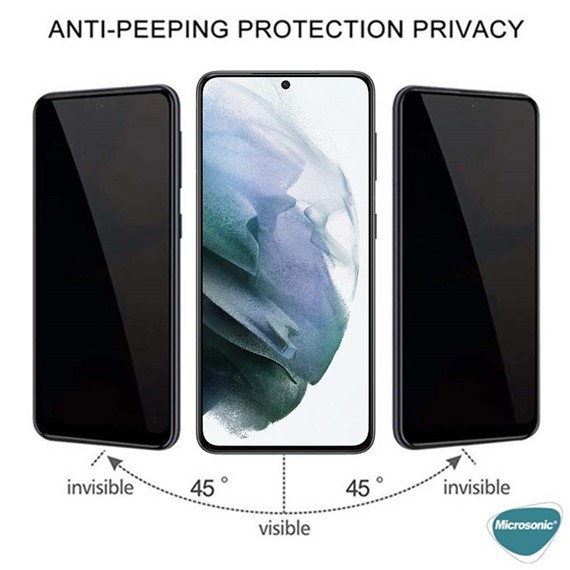 Microsonic Samsung Galaxy S21 Plus Privacy 5D Gizlilik Filtreli Cam Ekran Koruyucu Siyah 2