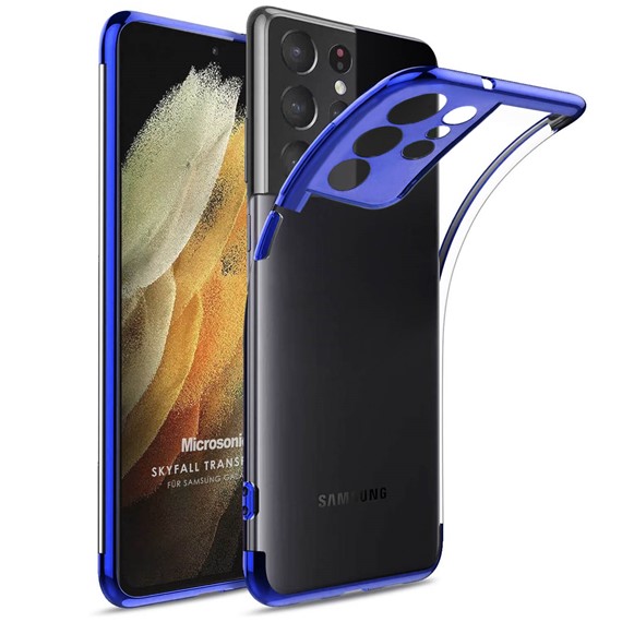 Microsonic Samsung Galaxy S21 Ultra Kılıf Skyfall Transparent Clear Mavi 1