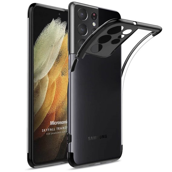 Microsonic Samsung Galaxy S21 Ultra Kılıf Skyfall Transparent Clear Siyah 1