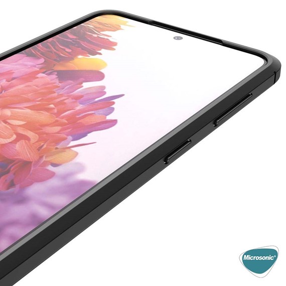 Microsonic Samsung Galaxy S22 Kılıf Deri Dokulu Silikon Siyah 7
