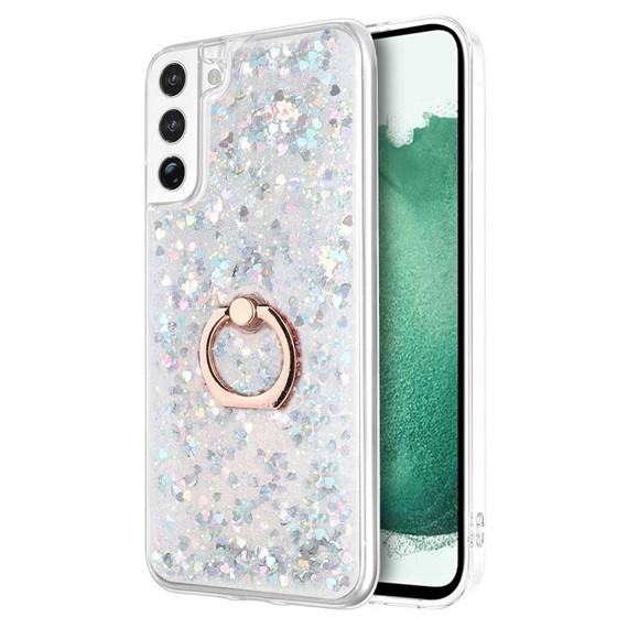 Microsonic Samsung Galaxy S22 Kılıf Glitter Liquid Holder Gümüş 1