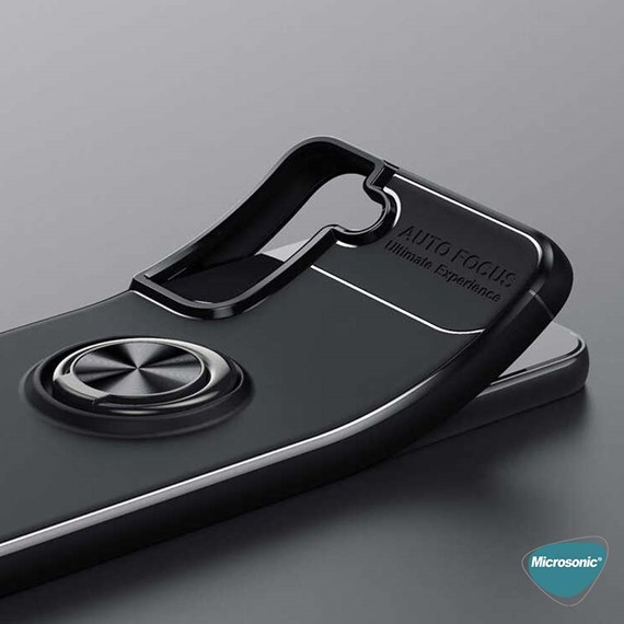 Microsonic Samsung Galaxy S22 Kılıf Kickstand Ring Holder Siyah 4