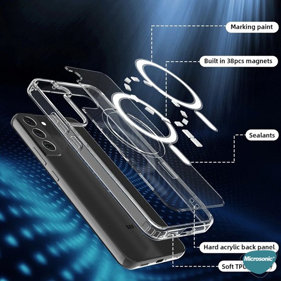 Microsonic Samsung Galaxy S22 Kılıf MagSafe Clear Soft Şeffaf 3