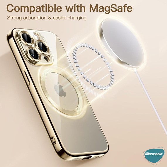 Microsonic Samsung Galaxy S22 Plus Kılıf MagSafe Luxury Electroplate Gold 2