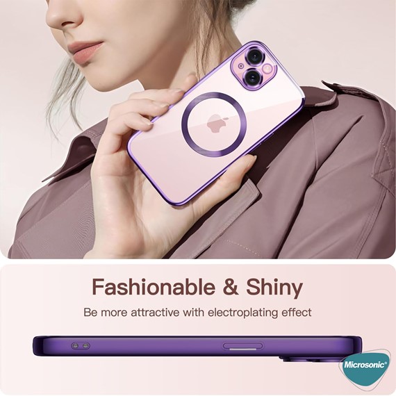 Microsonic Apple iPhone 12 Pro Max Kılıf MagSafe Luxury Electroplate Mavi 6