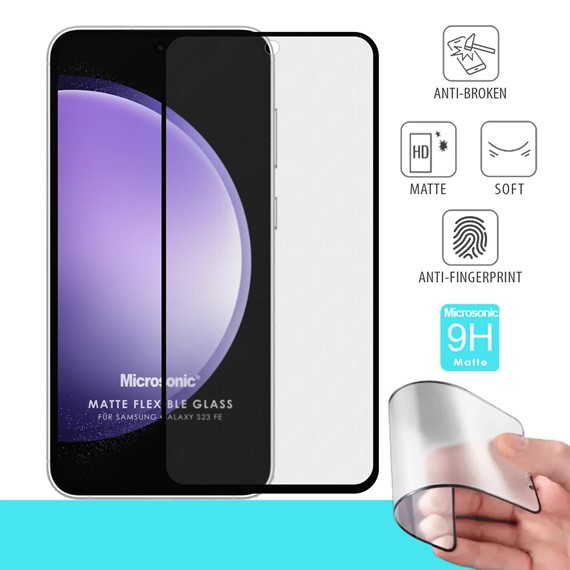 Microsonic Samsung Galaxy S23 FE Seramik Matte Flexible Ekran Koruyucu Siyah 2