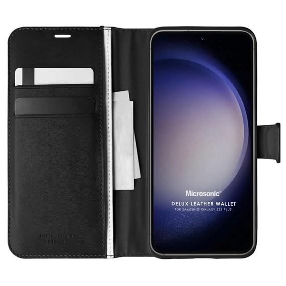 Microsonic Samsung Galaxy S23 Plus Kılıf Delux Leather Wallet Siyah 1