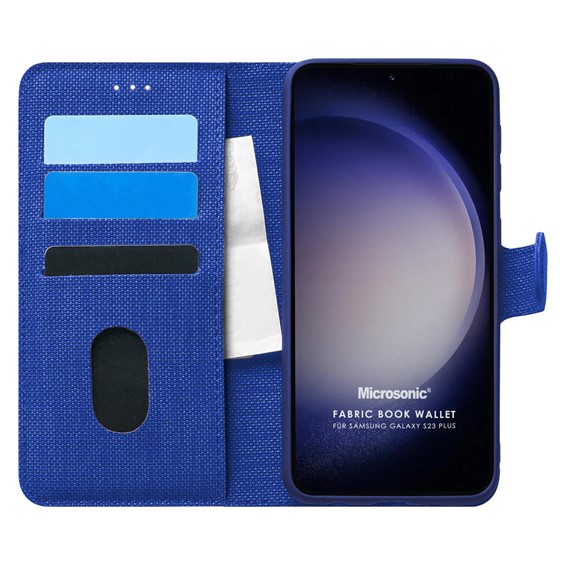 Microsonic Samsung Galaxy S23 Plus Kılıf Fabric Book Wallet Lacivert 1