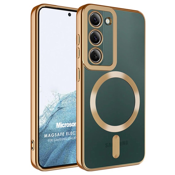 Microsonic Samsung Galaxy S23 Kılıf MagSafe Luxury Electroplate Gold 1