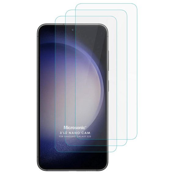 Microsonic Samsung Galaxy S23 Screen Protector Nano Glass Cam Ekran Koruyucu 3 lü Paket 1