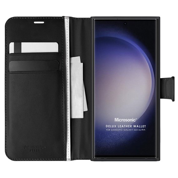 Microsonic Samsung Galaxy S23 Ultra Kılıf Delux Leather Wallet Siyah 1