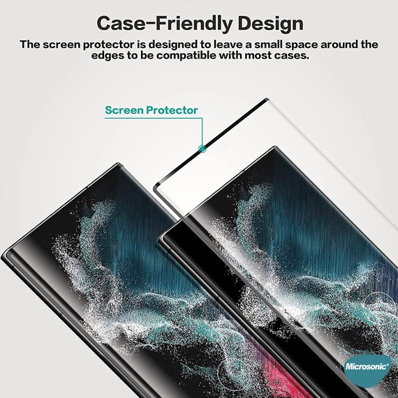 Microsonic Samsung Galaxy S23 Ultra Tam Kaplayan Temperli Cam Ekran Koruyucu Siyah 2