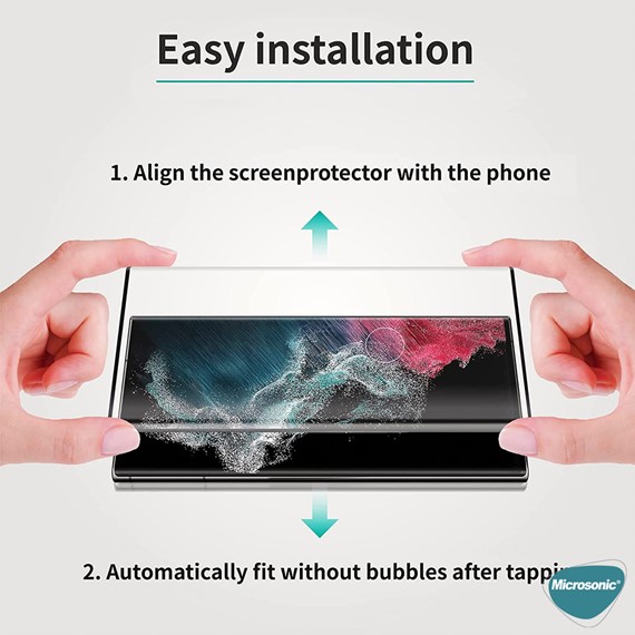 Microsonic Samsung Galaxy S24 Ultra Tam Kaplayan Temperli Cam Ekran Koruyucu Siyah 3