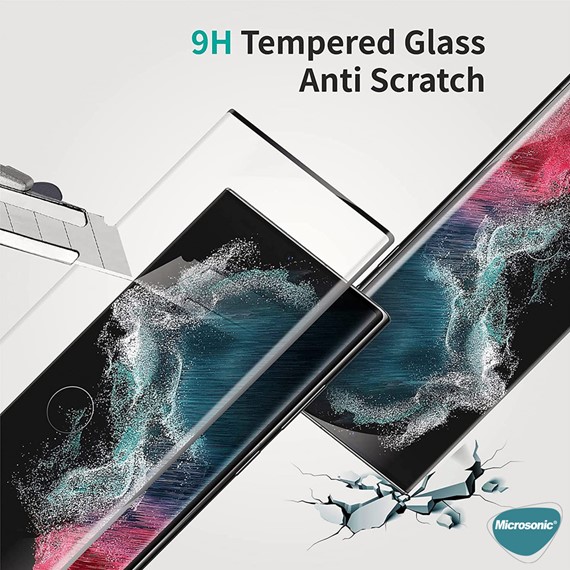 Microsonic Samsung Galaxy S24 Ultra Tam Kaplayan Temperli Cam Ekran Koruyucu Siyah 5