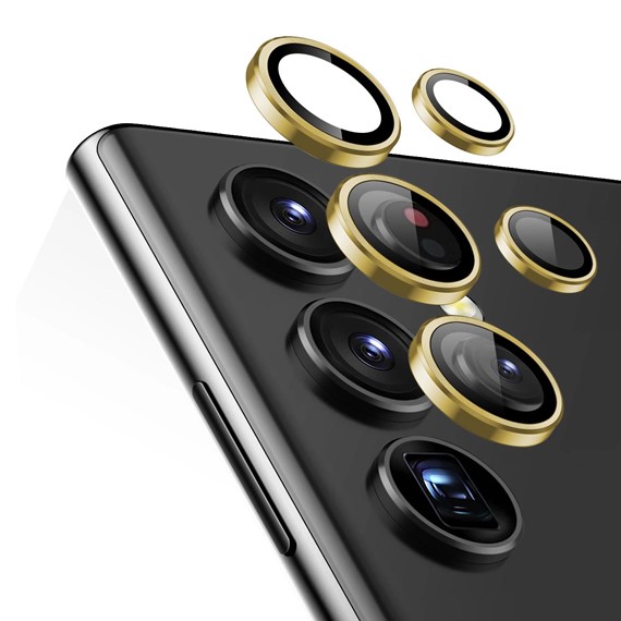 Microsonic Samsung Galaxy S23 Ultra Tekli Kamera Lens Koruma Camı Gold 1