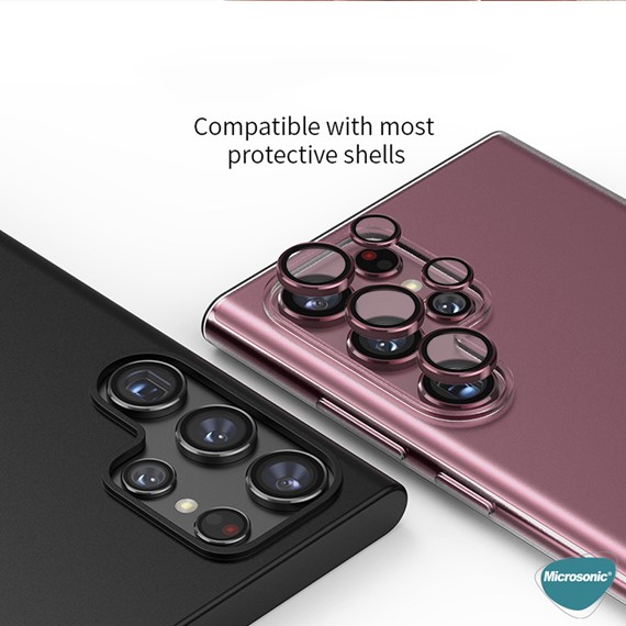 Microsonic Samsung Galaxy S23 Ultra Tekli Kamera Lens Koruma Camı Gümüş 3