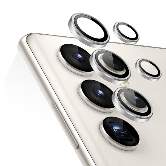 Microsonic Samsung Galaxy S23 Ultra Tekli Kamera Lens Koruma Camı Gümüş 1