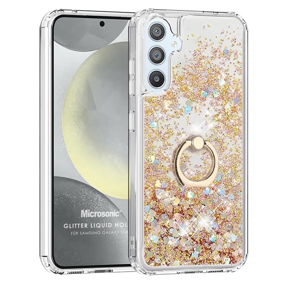 Microsonic Samsung Galaxy S24 Plus Kılıf Glitter Liquid Holder Gold 1