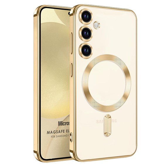 Microsonic Samsung Galaxy S24 Plus Kılıf MagSafe Luxury Electroplate Gold 1