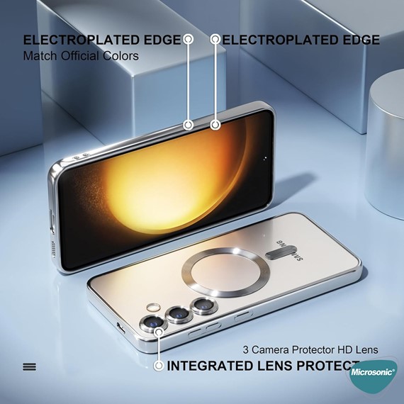 Microsonic Samsung Galaxy S24 Plus Kılıf MagSafe Luxury Electroplate Gold 4
