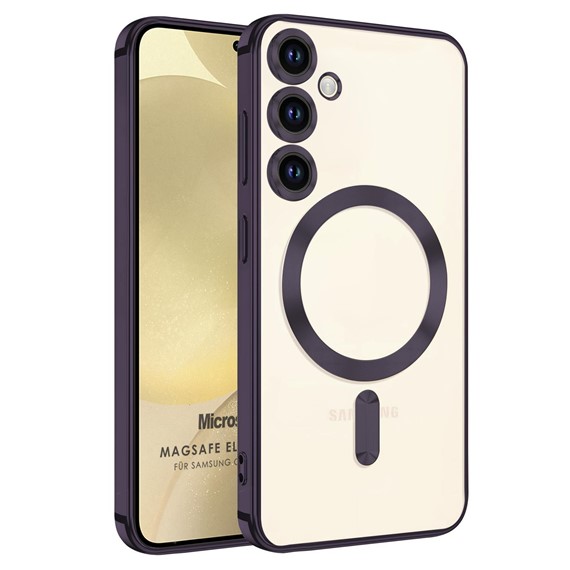 Microsonic Samsung Galaxy S24 Plus Kılıf MagSafe Luxury Electroplate Mor 1
