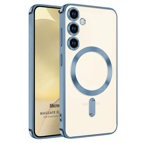 Microsonic Samsung Galaxy S24 Kılıf MagSafe Luxury Electroplate Sierra Mavisi 1