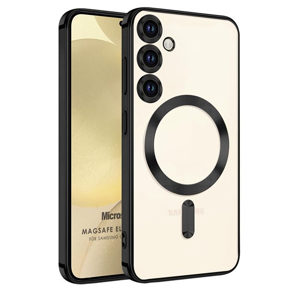 Microsonic Samsung Galaxy S24 Kılıf MagSafe Luxury Electroplate Siyah 1