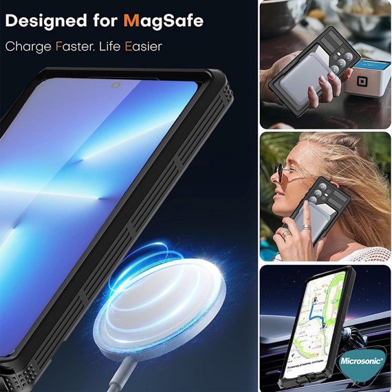 Microsonic Samsung Galaxy S24 Plus Kılıf Waterproof 360 Full Body Protective Siyah 5