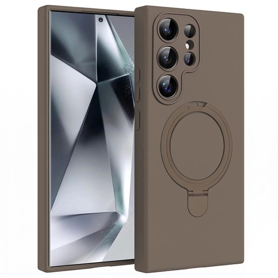 Microsonic Samsung Galaxy S24 Ultra Kılıf Aura Stant MagSafe Kahverengi 1
