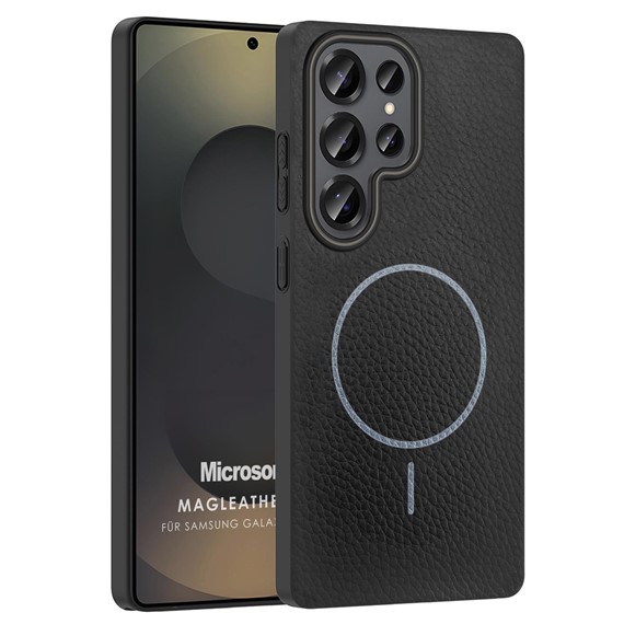 Microsonic Samsung Galaxy S25 Ultra Kılıf MagLeather Pro Siyah 1